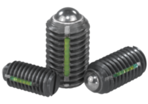 Spring plungers with slot and ball, steel, with thread lock Spring plungers with slot and ball, steel, with thread lock