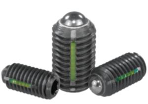 Spring plungers with hex socket and ball, steel, with thread lock Spring plungers with hex socket and ball, steel, with thread lock
