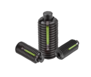 Spring plungers with hex socket and flat thrust pin, steel, with thread lock Spring plungers with hex socket and flat thrust pin, steel, with thread lock