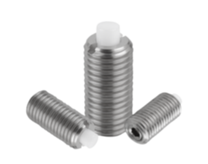 Spring plungers with hexagon socket and flattened POM thrust pin, stainless steel Spring plungers with hexagon socket and flattened POM thrust pin, stainless steel