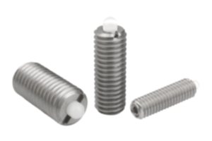 Spring plungers with hexagon socket and POM thrust pin, stainless steel Spring plungers with hexagon socket and POM thrust pin, stainless steel
