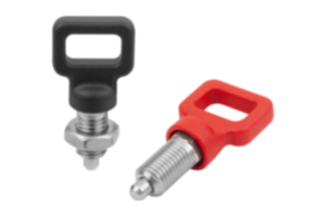 Indexing plungers steel or stainless steel with plastic eyelet grip