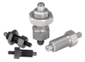 Indexing plungers, steel or stainless steel with threaded pin