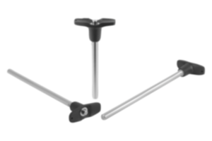 Ball lock pins with plastic T-grip and head-end lock Ball lock pins with plastic T-grip and head-end lock