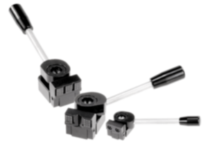Side clamps, steel with tension lever and centring bush Side clamps, steel with tension lever and centring bush
