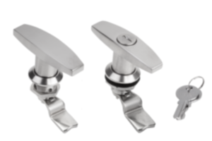Quarter-turn locks with T-grip, stainless steel 1.4401, lockable, housing diameter 32 mm Quarter-turn locks with T-grip, stainless steel 1.4401, lockable, housing diameter 32 mm