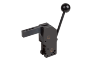 Manual clamp, steel, vertical with front hole pattern Manual clamp, steel, vertical with front hole pattern