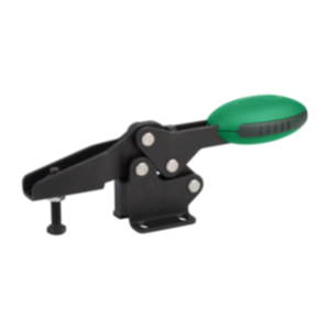 Toggle clamps horizontal with flat foot and adjustable clamping spindle Toggle clamps horizontal with flat foot and adjustable clamping spindle