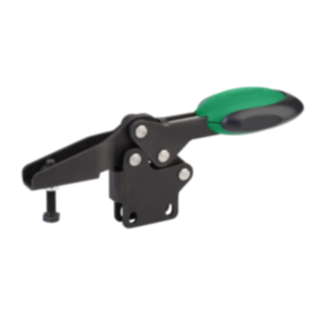 Toggle clamps horizontal with safety interlock with straight foot and adjustable clamping spindle Toggle clamps horizontal with safety interlock with straight foot and adjustable clamping spindle