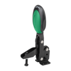Toggle clamps vertical with safety interlock with flat foot and adjustable clamping spindle Toggle clamps vertical with safety interlock with flat foot and adjustable clamping spindle