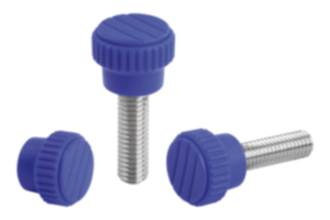 Knurled knobs, plastic, visually detectable Knurled knobs, plastic, visually detectable