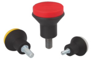 Mushroom knobs, plastic, with external thread and cap Mushroom knobs, plastic, with external thread and cap