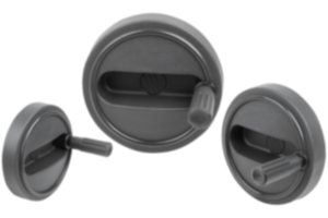 Handwheels with revolving cylinder grip Handwheels with revolving cylinder grip