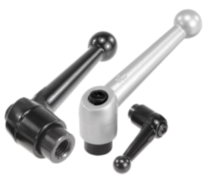 Clamping levers, die-cast zinc, with internal thread, black and silver, threaded insert black oxidised steel - inch Clamping levers, die-cast zinc, with internal thread, black and silver, threaded insert black oxidised steel - inch