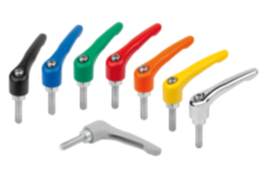 Clamping levers, die-cast zinc with external thread, threaded insert blue passivated steel Clamping levers, die-cast zinc with external thread, threaded insert blue passivated steel