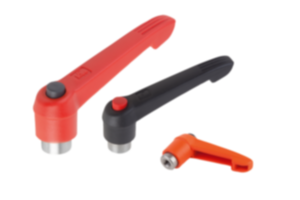 Clamping levers, plastic with internal thread and push button, threaded insert stainless steel - inch Clamping levers, plastic with internal thread and push button, threaded insert stainless steel - inch