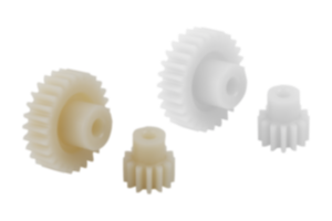 Spur gears, plastic, module 0.7 injection moulded, straight teeth, engagement angle 20° Spur gears, plastic, module 0.7 injection moulded, straight teeth, engagement angle 20°