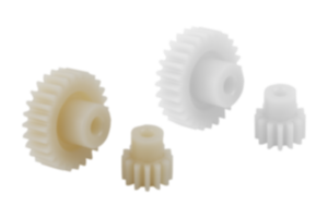Koła zębate czołowe z tworzywa, moduł 0,5 formowane wtryskowo, zęby proste, kąt przyporu 20°