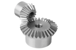 Bevel gears in steel, ratio 1:2 toothing milled, straight teeth, engagement angle 20° Bevel gears in steel, ratio 1:2 toothing milled, straight teeth, engagement angle 20°
