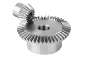 Bevel gears in steel, ratio 1:3 toothing milled, straight teeth, engagement angle 20° Bevel gears in steel, ratio 1:3 toothing milled, straight teeth, engagement angle 20°