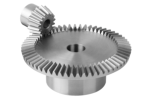 Bevel gears in steel, ratio 1:4 toothing milled, straight teeth, engagement angle 20° Bevel gears in steel, ratio 1:4 toothing milled, straight teeth, engagement angle 20°