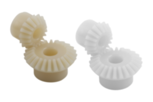 Bevel gears, plastic, ratio 1:1.5 injection moulded, straight teeth, engagement angle 20° Bevel gears, plastic, ratio 1:1.5 injection moulded, straight teeth, engagement angle 20°