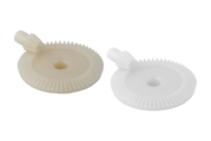 Bevel gears, plastic, ratio 1:5 injection moulded, straight teeth, engagement angle 20° Bevel gears, plastic, ratio 1:5 injection moulded, straight teeth, engagement angle 20°