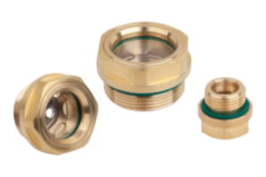 Oil level sight glass, brass with safety glass Oil level sight glass, brass with safety glass