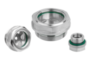 Oil level sight glass, stainless steel with safety glass Oil level sight glass, stainless steel with safety glass