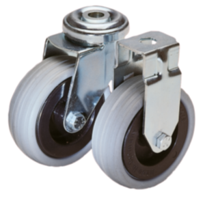 Appliance swivel and fixed castors with solid rubber tyres, standard version Appliance swivel and fixed castors with solid rubber tyres, standard version
