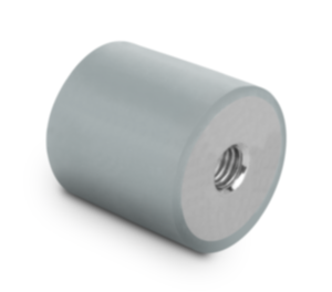 Rubber buffers stainless steel type C cylindrical with internal thread both sides, grey Rubber buffers stainless steel type C cylindrical with internal thread both sides, grey