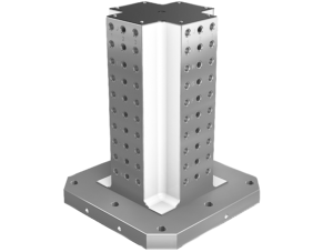 Clamping towers, grey cast iron, 4-sided, with grid holes Clamping towers, grey cast iron, 4-sided, with grid holes