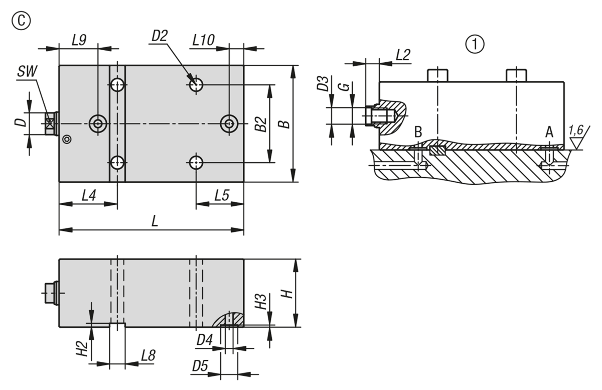 Siłowniki blokowe hydrauliczne ze zgarniaczem metalowym podwójnego/pojedynczego działania, z wycofaniem za pomocą sprężyny