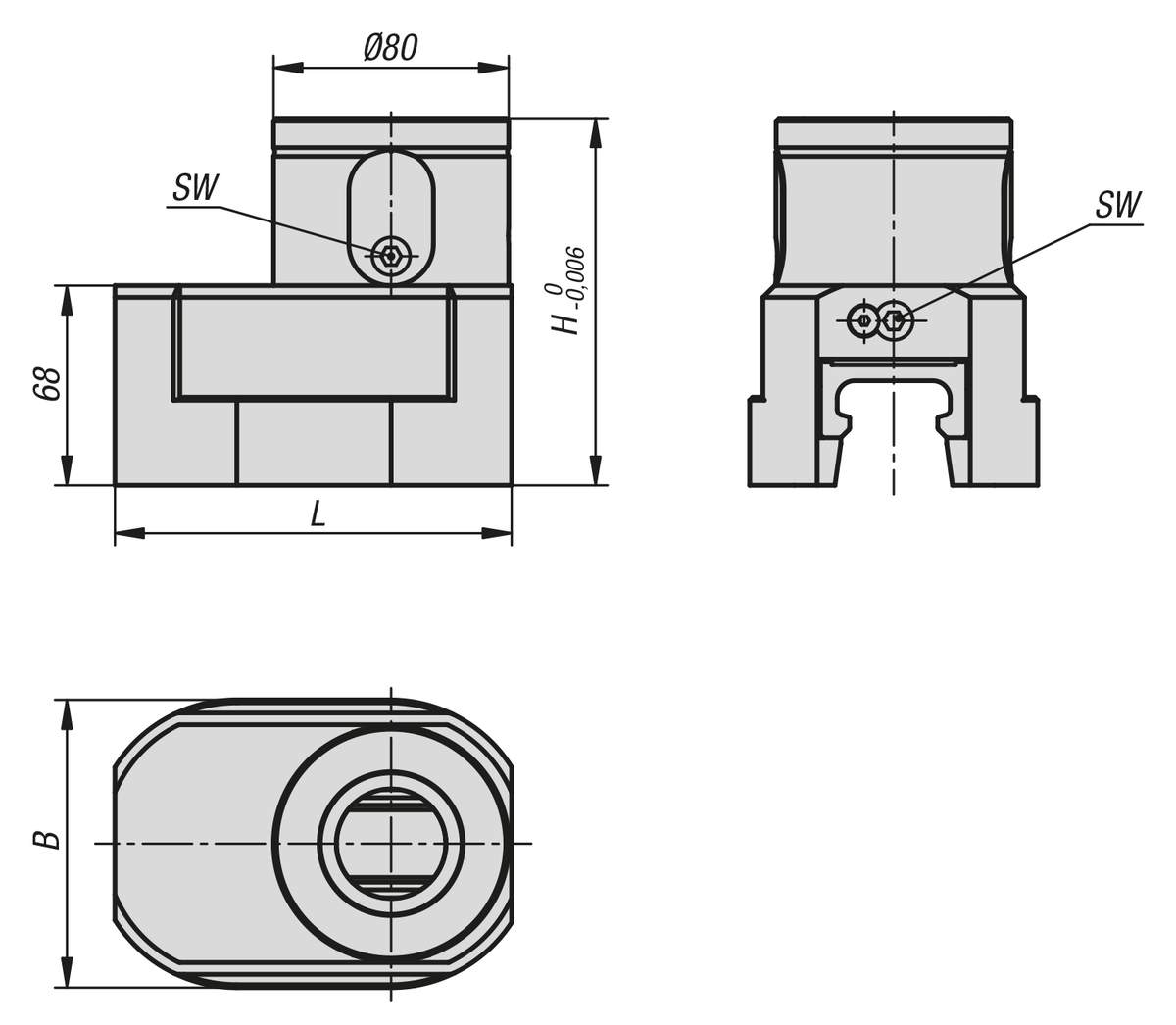 5-osiowy moduł bazowy VARIO UNILOCK wielkość systemu 80 mm